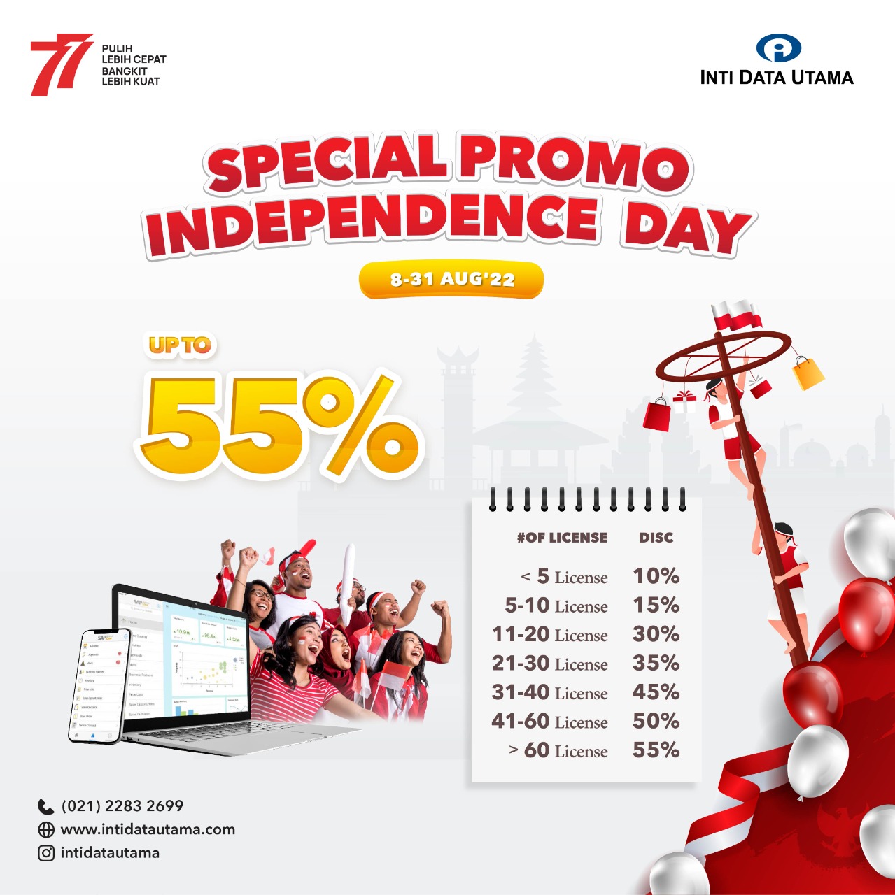 Indonesia 77 SAP B1 Promo – Special Discount Additional License up to 55%